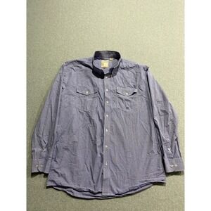 Roper Button Down Shirt Mens XL Small Blue & White Gingham Cowboy Western Casual